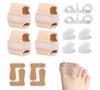 ExcellaElite 10 PCS Bunion Corrector Big Toe Straightener Toe Separators Big Toe Straightener with 2 Anti-Friction Stickers Suitable for Hallux Valgus Foot Pain Unisex (4 PCS Nylon 4 PCS Silicone)