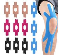 ExcellaElite 12 PCS Knee Tapes for Knee Pain Kinesiology Tape Pre Cut Waterproof & Elastic for Knees Shoulders Ankles Wrists Reduce Damage for Muscle Discomfort Relief for Running,Hiking,Riding