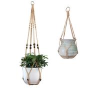 ExcellaElite 2 Pack Macrame Plant Hanger, Boho Style Plant Hangers, Hanging Plant Pots Indoor, Hanging Plant Holder with Beads Decoration for Garden, Office, Home Decoration(2 Sizes)