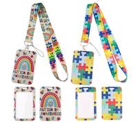 ExcellaElite 2 PCS Hidden Disability Lanyard, Autism Lanyard, Rainbow ID Badge Holder, for Kids, Teens, Teachers, Adults