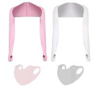 ExcellaElite 2pcs Sleeves for Under Dresses, Uv Protection Shawl Arm Sleeves, Shrugs for Women to Cover Arms with Mask*2 for Women's Golf Driving and Outdoor Sports (Pink/White)