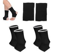 ExcellaElite 3 Pairs Ankle Support for Kids Set Child Wrist Guard Knitted Child Ankle Support Compression Sleeves for Jogging Running Gymnast Fitness (Black)