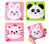 ExcellaElite 3 PCS Embroidery Kits,Embroidery Kit for Beginners DIY Art Project Craft Kit for Adults and Beginners (Panda Model Rabbit Model Cat Model)