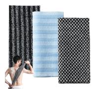 ExcellaElite 3 PCS Japanese Exfoliating Towel Exfoliating Shower Towel Extra Long Cloth for Men and Women Body Cleansing Dead Skin Removal and Massage(Black,Blue)