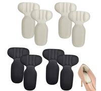 ExcellaElite 4 Pairs Heel Cushion Pads,Non Slip Heel Grips,Self Adhesive Shoe Pads,Reusable,Prevent Shoes from Being Too Big,Suitable for High Heels,Sneakers,Boots (Off White, Black)