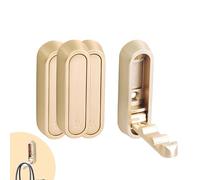 ExcellaElite 4 PCS Foldable Wall Hook Wave Folding Hooks,No Drilling Required,with 3 Grooves for Hanging Coats,Towels,Keys,Hats,Bags (Gold)