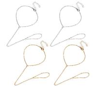 ExcellaElite 4 PCS Hand Chain Bracelet,Stylish Slave Hand Link Chain,Simple and Versatile Hand Jewelry,for Women and Girls(Gold,Silver)