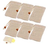 ExcellaElite 6 PCS Sisal Soap Bag for Shower with Drawstring, Organic Natural Soap Bags for Foaming or Drying Soaps