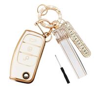 ExcellaElite Car Key Cover for Ford Fiesta, Key Cover Case for Ford with Diamond H Buckle, Number Plate and 1 Screwdriver for Ford Focus Fusion Fiesta Mondeo C-Max S-Max Kuga Mk4 Galaxy Transit