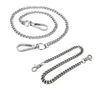 ExcellaElite Chain Belt 2 Pcs Trousers Chain Sturdy and Practical Hip Hop Punk Pants Chain Belt Fashion Goth Accessories Metal Trouser Chain Applicable to Men's and Women's Pants (Steel Color Silver)