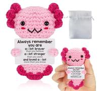 ExcellaElite Emotional Support Plush,Positive Crochet Animals,Positive Animals,Pink Axolotl Perfect for Women, Girls, Teens,Birthday & Motivational Encouragement,With 12×9cm Storage Bag