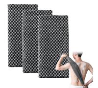 ExcellaElite Exfoliating Shower Towel 3 Pcs Exfoliating Towel, Exfoliating Cloth Black Checkered Exfoliating Antibacterial Shower Towel,Dead Skin Remover for Body for Body Cleansing and Massage