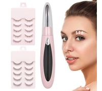 ExcellaElite Heated Eyelash Curler,1 Pcs Eyelash Curler Heated Electric Eyelash Curler 24-Hour Long-Lasting Fast and Natural Heating Eyelash Curler Suitable for Eye Beauty Makeup (Pink with Eyelashes)