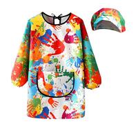 ExcellaElite Kids Painting Apron Children's Aprons Large Painting Apron Comes with 1 Large Hat Waterproof and Stain-Proof Easy to Clean Suitable for Children's Painting Cooking Gardening Etc.