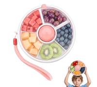 ExcellaElite Snack Spinner with 5 Compartments and Lid,Portable Rotating Snack Box Reusable Leakproof Clear for Veggie Melon Candy Fruit Snacks Seeds
