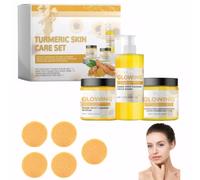 ExcellaElite Turmeric Glow Combo, Face Care Set with Face Wash, Glow Scrub, Face Cream for Deep Cleaning, Brightens and Firms Skin, Helps to Reduce Acne and Dark Spots