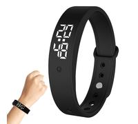 ExcellaElite Vibrating Alarm Wristband Water Proof Silent Alarm Watch 3 Temperature Measurements per Day Vibrating Wrist Clock for Deep Sleepers/Hearing Impaired People (Black)