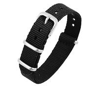 Excellanc Nylon Textile Watch Strap Black 18 mm Bridge Width with Pin Buckle Length 25.5 cm for Men and Women