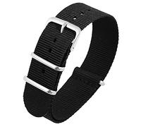 Excellanc Nylon Textile Watch Strap Black 22 mm Bridge Width with Pin Buckle Length 25.5 cm Men and Women