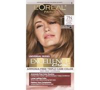 Excellence Universal Nudes Permanent Hair Dye, Ammonia Free Hair Dye for Covering Grey Hair, Natural Dark Blonde 7N, 1 Set
