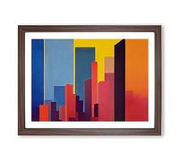 Excellent Abstract Skyscrapers Framed Print | A3 Walnut Framed Wall Art | Ready to Hang | Abstract Cityscape Picture | Living Room Bedroom Lounge Office