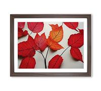 Excellent Autumn Leaf H1022 Framed Print for Living Room Bedroom Home Office Décor, Wall Art Picture Ready to Hang, Walnut A4 Frame (34 x 25 cm)