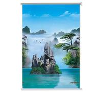 Excellent Bathroom Waterproof Fabric Blackout Roller Shades, Window Blinds Landscape Patterned, 60cm/ 80cm/ 100cm/ 120cm/140cm Wide (Size : 120x120cm)