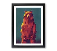 Excellent Bear Abstract Framed Print for Living Room Bedroom Home Office Décor, Wall Art Picture Ready to Hang, Black A3 Frame (34 x 46 cm)