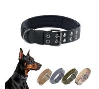 EXCELLENT ELITE SPANKER 1.5" Width Military Dog Collar Adjustable Metal D Ring & Buckle Working Dog Collar for Medium Large Dogs(BLK-M)