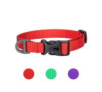 EXCELLENT ELITE SPANKER Classic Nylon Dog Collar Breathable Pet Collar with Buckle Adjustable for Small Dogs Cats Green Red Purple(RED)