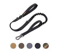 EXCELLENT ELITE SPANKER Military Tactical Dog Leash Heavy Duty 5-6FT Adjustable No Pull Bungee Dog Leash Elastic Leads Rope with 2 Padded Control Handle for Medium Large X-Large Dogs(Black)