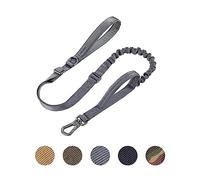 EXCELLENT ELITE SPANKER Military Tactical Dog Leash Heavy Duty 5-6FT Adjustable No Pull Bungee Dog Leash Elastic Leads Rope with 2 Padded Control Handle for Medium Large X-Large Dogs(Grey)