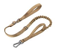 EXCELLENT ELITE SPANKER Military Tactical Dog Leash Heavy Duty 5-6FT Adjustable No Pull Bungee Elastic Leads Rope with 2 Padded Control Handle for Medium Large X-Large Dog(Coyote Brown)