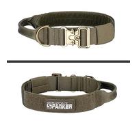 EXCELLENT ELITE SPANKER Milltary Adjustable Dog Collars Tactical Nylon Dog Collar Heavy Duty Dog Collar with Metal Buckle and Control Handle(Army Green)