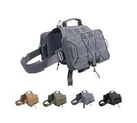 EXCELLENT ELITE SPANKER Pet Pack Hound Dog Saddle Bag Backpack for Travel Camping Hiking Medium & Large Dog with 2 Capacious Side Pockets(GRY-M)