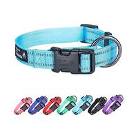 EXCELLENT ELITE SPANKER Reflective Dog Collar Classic Breathable Nylon Adjustable Pet Collar with Quick Release Buckle for Boy Girl Male Female Puppies Small Medium Large Dogs Training(LBLU-M)