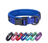 EXCELLENT ELITE SPANKER Reflective Dog Collar Classic Soft Padded Breathable Nylon Adjustable Pet Collar with Quick Release Buckle for Boy Girl Male Female Small Medium Large Dogs Training(BLU-XL)