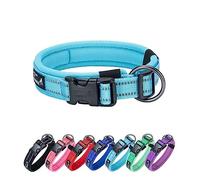 EXCELLENT ELITE SPANKER Reflective Dog Collar Classic Soft Padded Breathable Nylon Adjustable Pet Collar with Quick Release Buckle for Boy Girl Male Female Small Medium Large Dogs Training(LBLU-L)