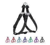 EXCELLENT ELITE SPANKER Reflective Step-in Nylon Dog Vest Harness Strap | Adjustable V-Shaped No Pull Dog Vest Easy Wear Chest Strap with Leash Ring for Boy Girl Small Medium Breed Night Walking