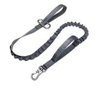 EXCELLENT ELITE SPANKER Tactical Bungee Dog Leash Military Adjustable Dog Leash Quick Release Elastic Leads Rope with 2 Control Handle（Grey