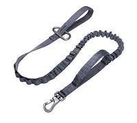 EXCELLENT ELITE SPANKER Tactical Bungee Dog Leash Military Adjustable Dog Leash Quick Release Elastic Leads Rope with 2 Control Handle(Grey)