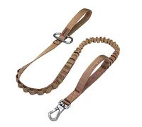 EXCELLENT ELITE SPANKER Tactical Bungee Dog Leash Military Adjustable Dog Leash Quick Release Elastic Leads Rope with 2 Control Handle(Brown)