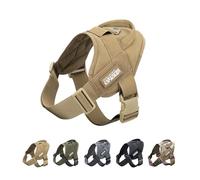 EXCELLENT ELITE SPANKER Tactical Dog Vest Training Military Service Dog Harness Easy Control Adjustable No-Pull Nylon Pet Harness with Handle for Small Medium Large Dogs(Brown-XL)