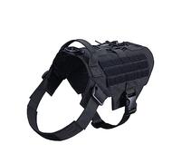EXCELLENT ELITE SPANKER Tactical Molle Dog Vest Adjustable No-Pull Military Patrol Service Dog Harness Training Hunting Vest with Handle(BLK-S)