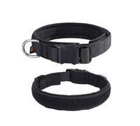 EXCELLENT ELITE SPANKER Tactical Small Puppy Dog Collar Nylon Adjustable Heavy Duty Military for Small Medium and Large Dogs Pet(BLK-L)