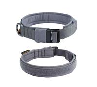 EXCELLENT ELITE SPANKER Tactical Small Puppy Dog Collar Nylon Adjustable Heavy Duty Military for Small Medium and Large Dogs Pet(GRY-S)