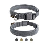 EXCELLENT ELITE SPANKER Tactical Small Puppy Dog Collar Nylon Adjustable Heavy Duty Military for Small Medium and Large Dogs Pet(GRY-M)