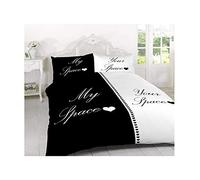 Excellent Hotel Quality King Couple My Space Your Space Black and White Duvet Cover Set Bedding Set with Pillowcases - King Size