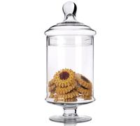 Excellent Houseware Classic Glass Cookie Jar, 28cm (H) x 14cm (D), Pedestal Base, Victorian Style Lid
