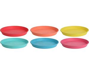 Excellent Housewares Set of 6 22.5cm Reusable Plastic Dinner Plate